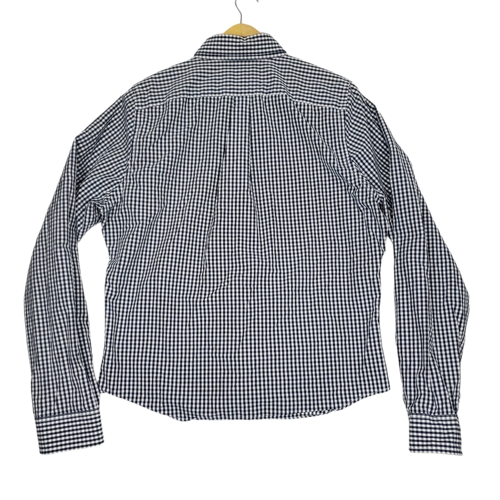 Abercrombie & Fitch Muscle Blue White Gingham Button Up Long Sleeve Shirt Sz XL - Picture 8 of 16
